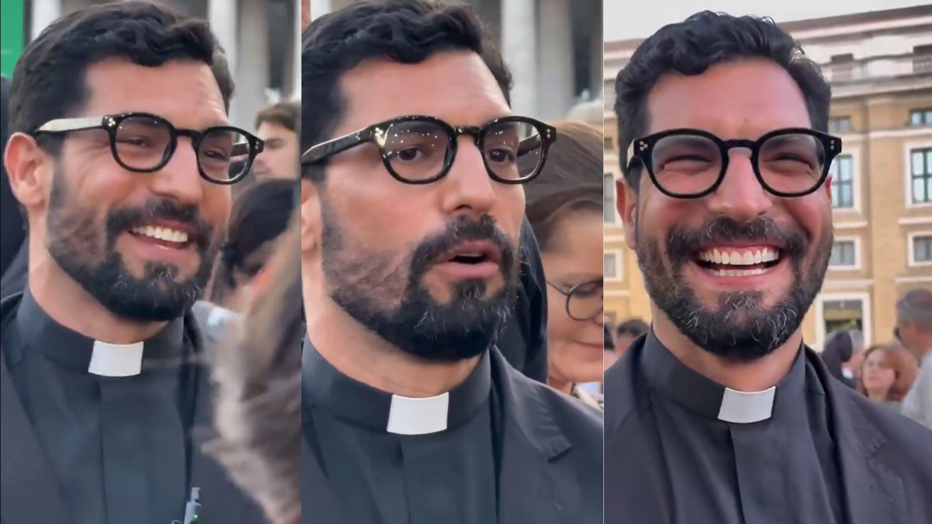Padre brasileiro vira sensação nas redes e encanta com carisma em Roma