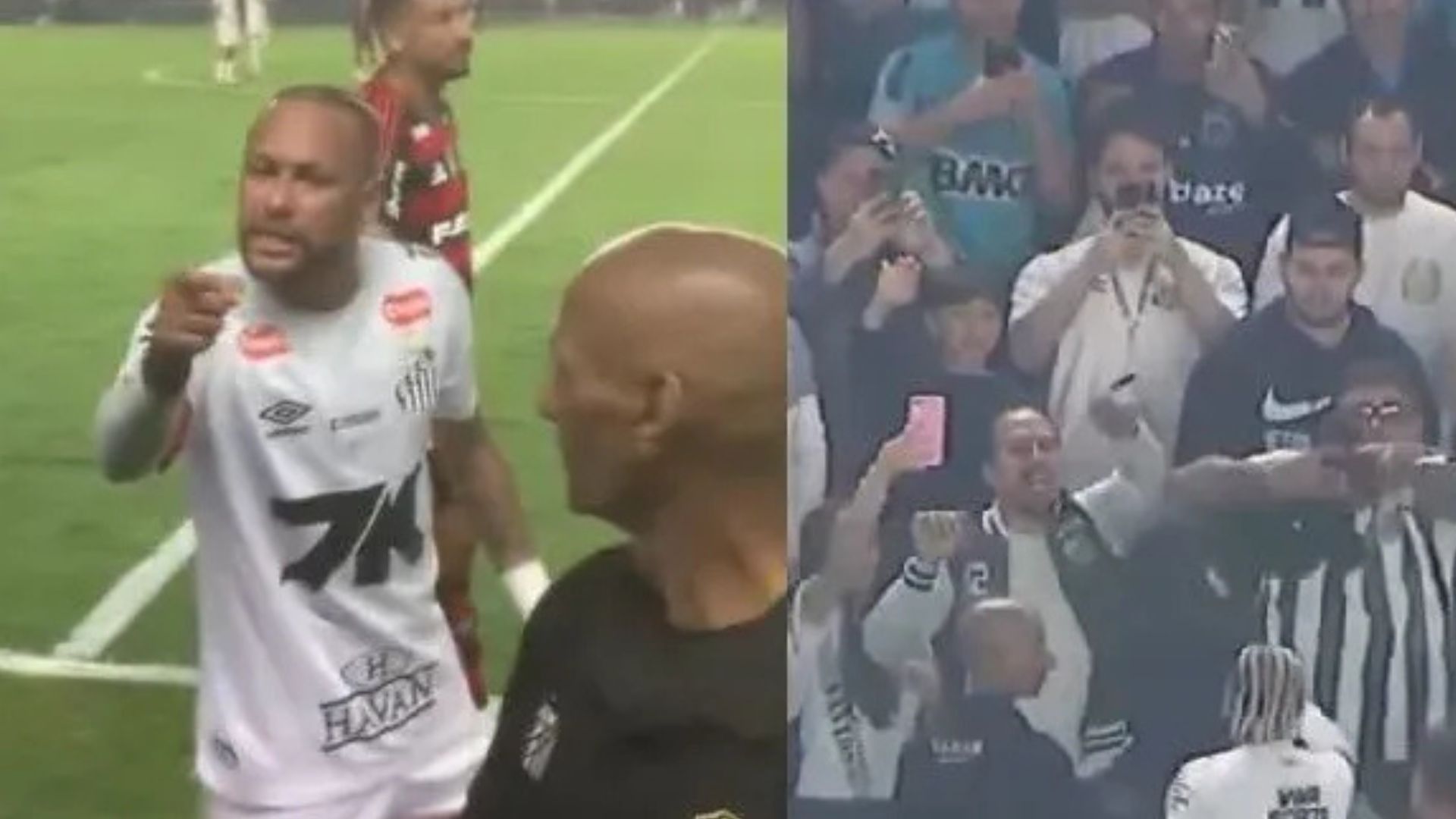 Neymar discute com torcedor do Santos ao defender Danilo após vitória sobre Flamengo